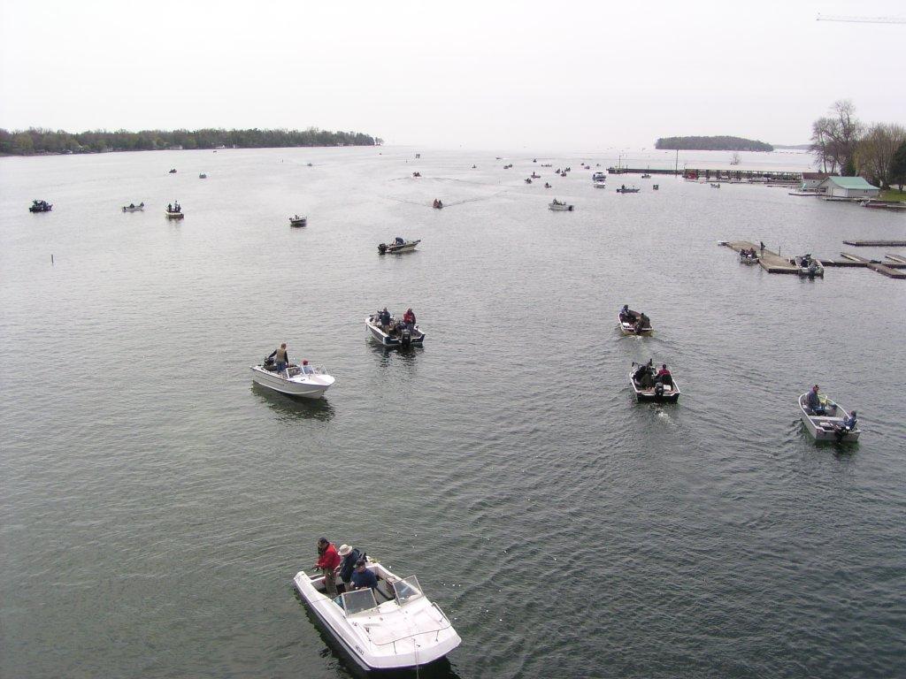 Fishing boats on the lake during the Perch Festival