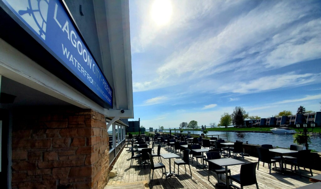 Pier One Resort's patio on the lake