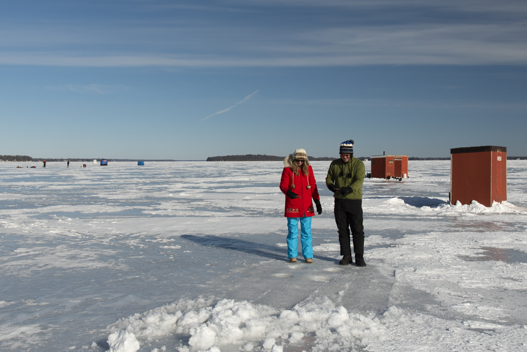 Ice fishing on Lake Couchiching